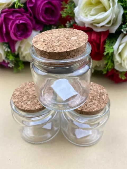 24pcs 100ml Cork Lid Spice Glass Jar Wedding Party Favour Lolly Jam Jars Bottle