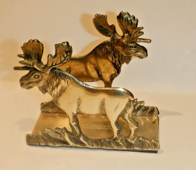 Vintage Brass Desk Letter Napkin Holder Loyal Order of Moose Appreciation Award