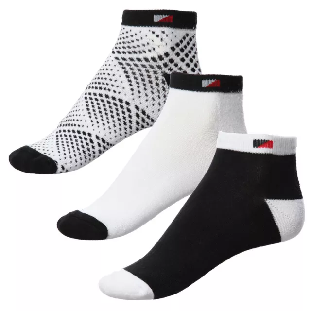 3 pairs JRB Padded Sole/Heel Golf Ankle Socks Cotton Black White Set 3 Different