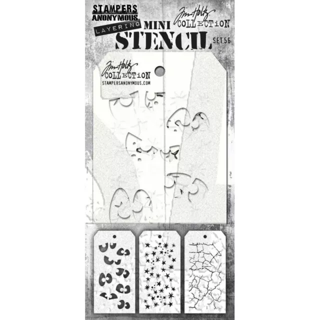 New Tim Holtz Mini Layered Stencil Set 3/Pkg - Set #56