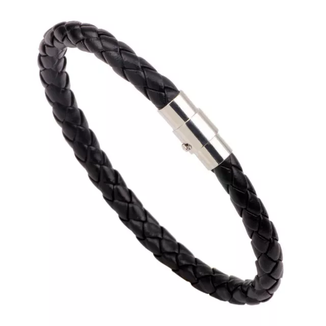 Women Men Unisex Braided Leather Steel Clasp Bracelet Handmade