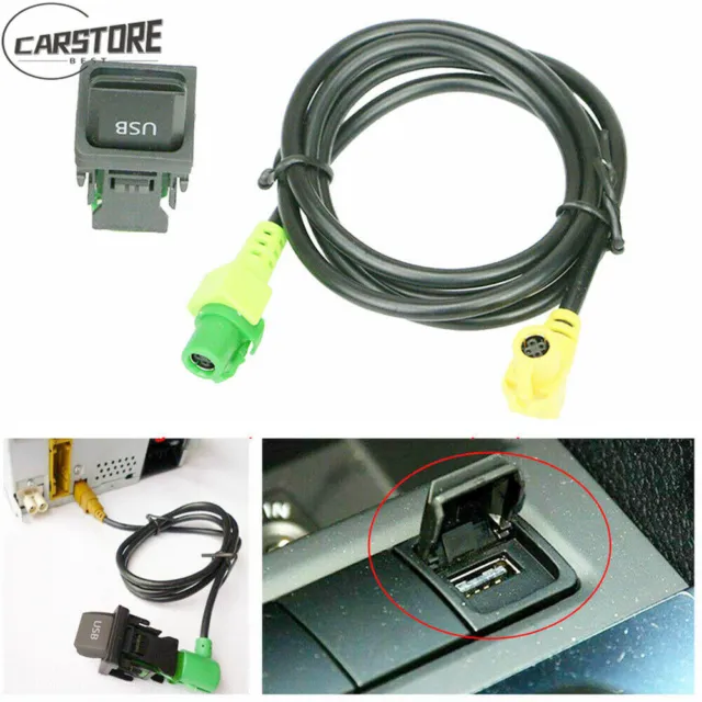 RCD510 RNS315 USB Switch Button w/Cable for VW 2005-2013 Golf MK6 Tiguan Beetle