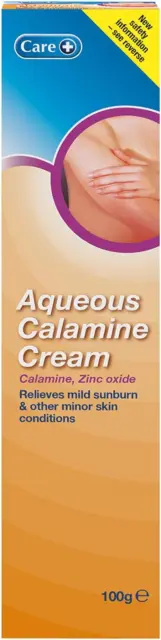 Care Aqueous Calamine Cream 100g, Relieves Mild Sunburn and other Minor Skin