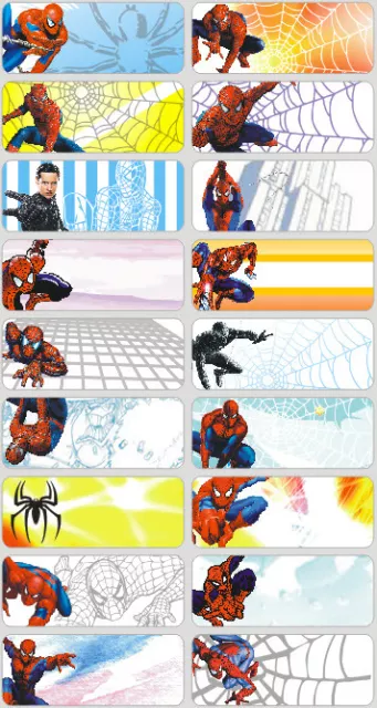 36 Spiderman Personalised name Label Sticker School book vinyl 4.6x1.8cm boy