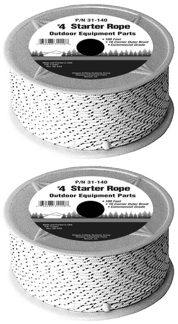2 PK Genuine Oregon 31-140 Recoil Starter Rope #4 x 100' Braided Nylon 1/8"