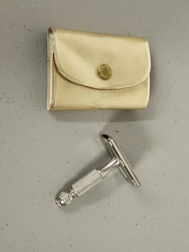 Vintage Gillette Double Edge Safety Razor Travel Set With Case
