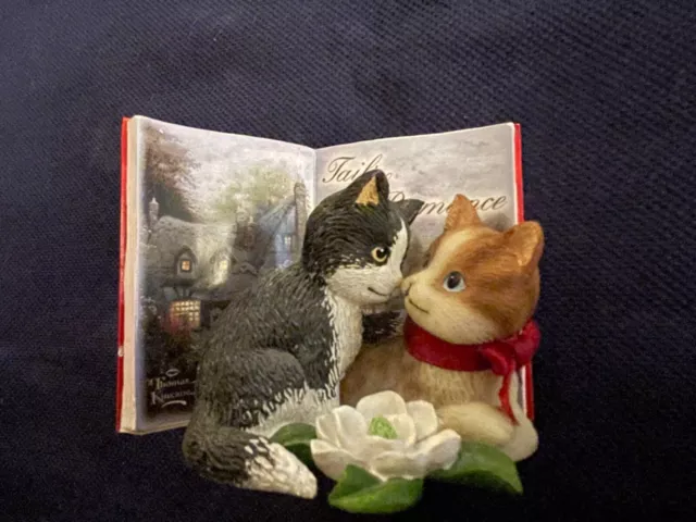 Thomas Kinkade Collectible Kitten Cats Figurine From Tails Of Romance