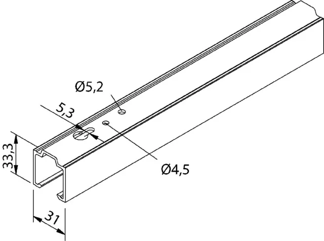 HELM Laufschiene Nr. 73 Alu 300 cm Art.006053 f. Deckenmontage Schiebetürschiene 2