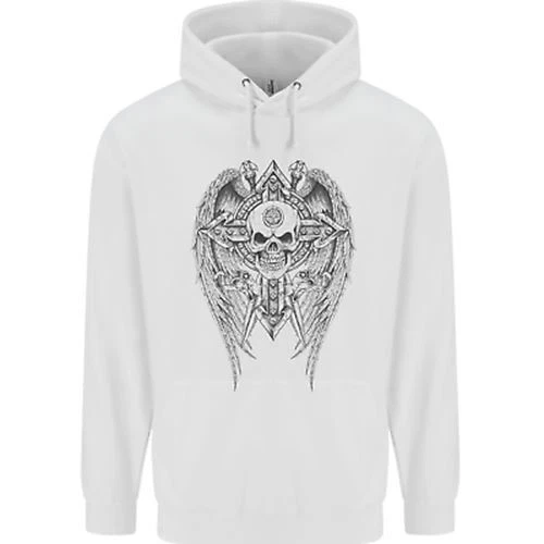 Skull Wings Viking Gothic Wings Gym Biker Childrens Kids Hoodie