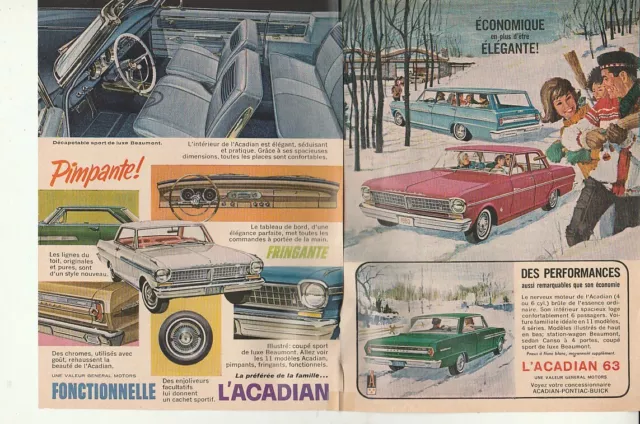 1963 3 ad ACADIAN BEAUMONT    ORIGINAL MAGAZINE AD  FRENCH