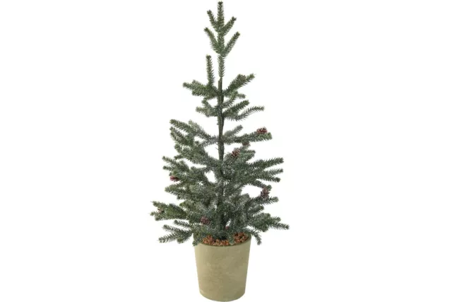Künstlicher Weihnachtsbaum im Topf 66 cm mit Tannenzapfen Kunstschnee winterlich
