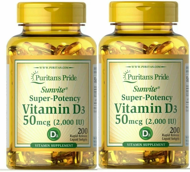 PURITAN'S PRIDE VITAMIN D3 50 mcg (2000 IU) 400 Rapid Release gels