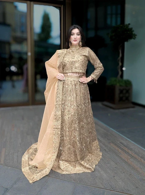 ASIAN INDIAN PAKISTANI Party Wear maxi red gold heavy wedding Dress size M  50.00 - PicClick UK