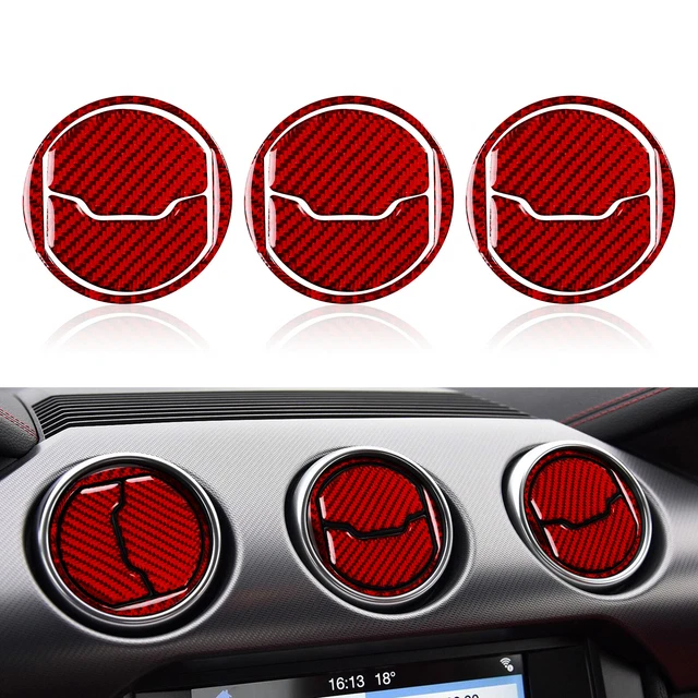 Red Car Interior Decal Carbon Fiber Stickers Cover for Ford Mustang 2015-2023 US