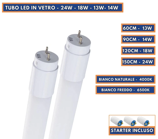 Tube LED Néon T8 120/150/90/60cm - Lumière Naturelle - Start Inclus - Neuf - Pour Garage/Salle De Bain