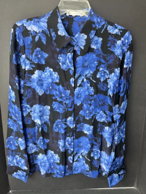 Alice & Olivia Blue Floral Silk Blouse NWT - Size L