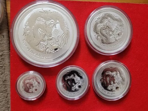 18,5 oz Silber, Lunar II, Set 2012 (0,5 oz bis 10 oz), Motiv Drache