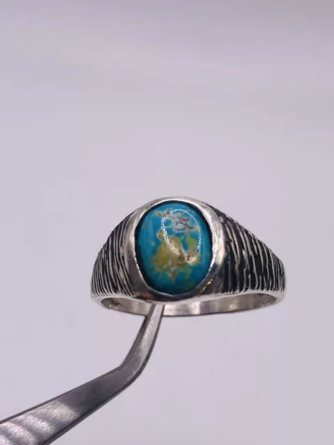 PERSIAN NATURAL UNTREATED Blue Turquoise Sterling Silver unisex Ring ...