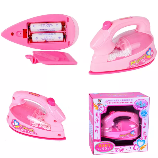 Plastic Pink Simulation Mini-iron for Kids Pretend Play House Novelty Toy  .a ZW