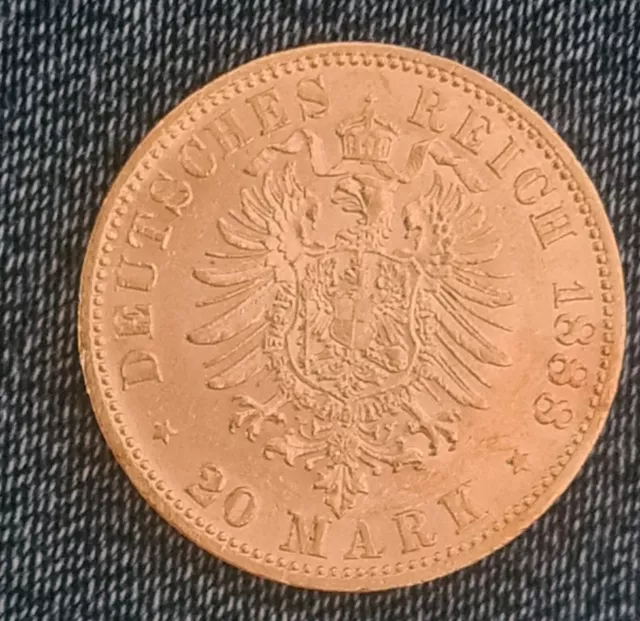 Kaiserreich 20 Mark 1888 Friedrich III, Deutscher Kaiser König v. Preußen