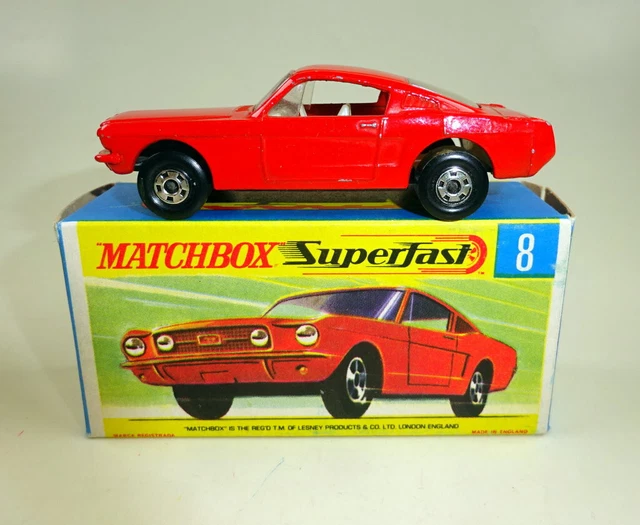 Matchbox – Ford Mustang N°8 – Série Matchbox – Miniature Voiture – Boîte D'origine – Rare
