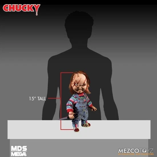 Mezco Mega Scale Talking Childs Play Chucky Scarred 15" Doll Figure Brand New