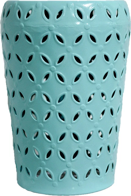 Contemporary Chinoiserie Garden Stool in Blue - Newly Painted