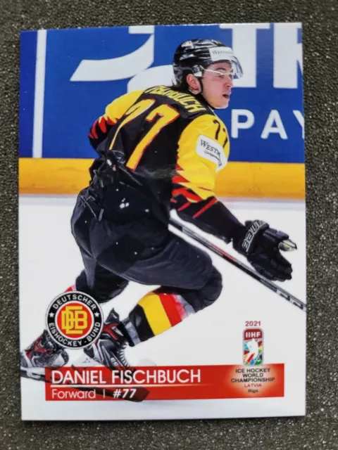 Eishockey WM 2021 IIHF Playercard - Daniel Fischbuch Düsseldorfer EG, EHC Berlin