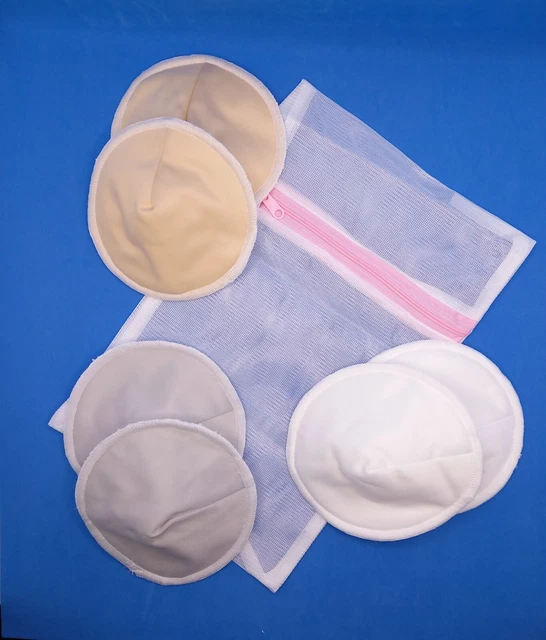 TOTALMENTE NUEVO 3 pares de almohadillas lavables para el pecho y bolsa de lavado con red