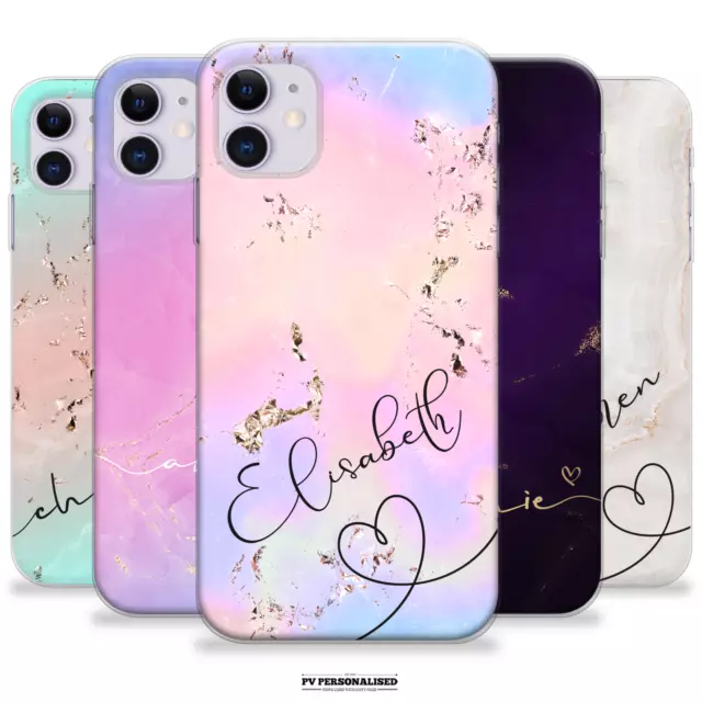 Personalisierte Telefonhülle Marmor Name Silikon Abdeckung Für Iphone 12 13 Xr Se Xs 14