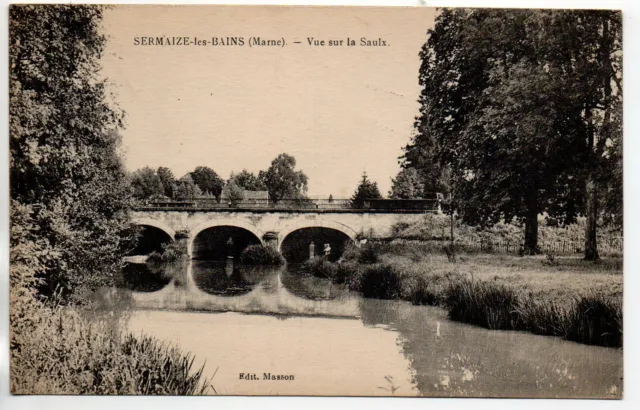 SERMAIZE LES BAINS - Marne - CPA 51  - vue sur le pont de la Saulx