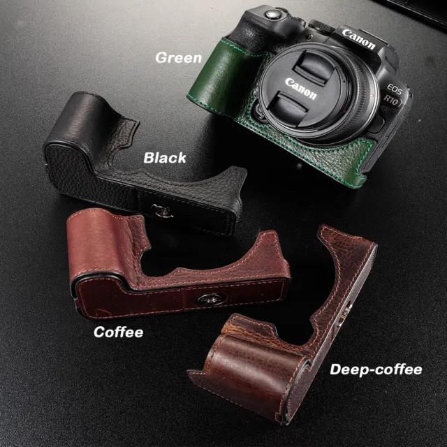 Genuine Leather Canon R10 Camera Bag Half Body Handmade Case For Canon EOS R10
