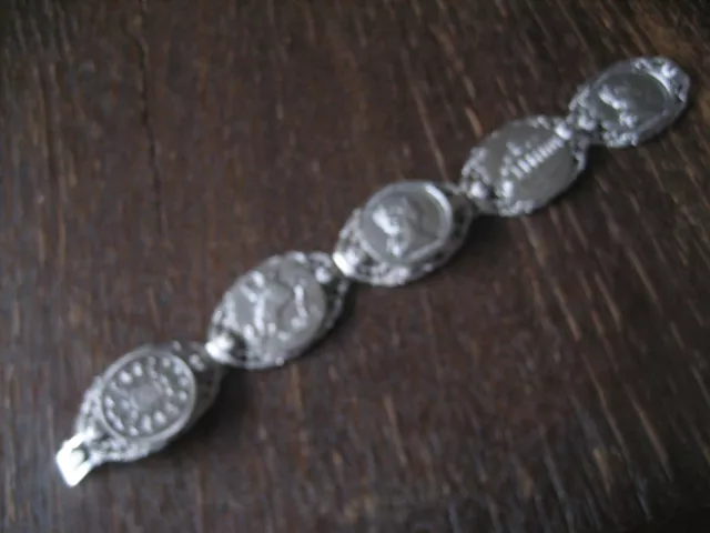 Trachtenschmuck Armband Münzarmband mit Medallion silber Schmuckmünzen 20 cm