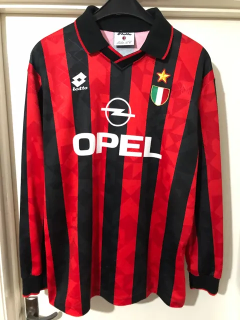 Lotto AC Milan Maglia Gara Match Shirt 1994/95 Franco Baresi 6 Taglia XL/L Autentica