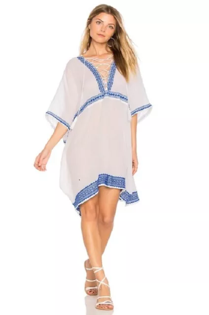 Vitamin A Isabell Short Caftan Cover-Up sz XS / S white 2