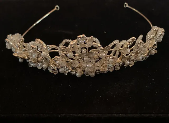 David’s Bridal Headpiece Crystals Pearls Rhinestone Headband Tiara