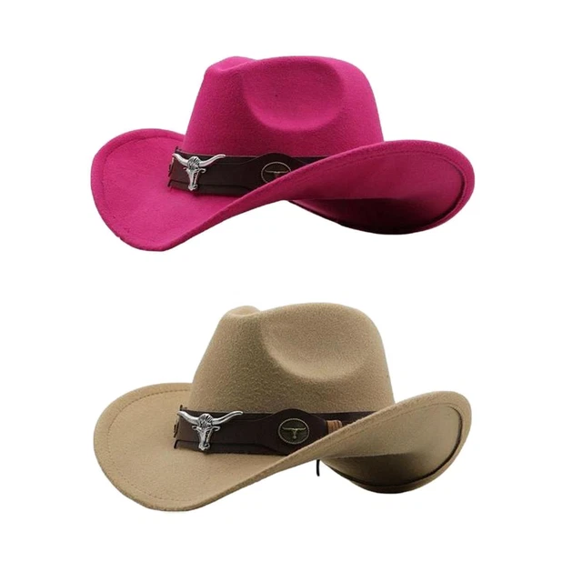2 Pezzi Cappello Da Cowgirl Cappello Da Cowboy Casual Traspirante Per Donna Uomo