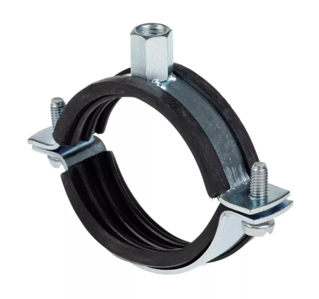 20mm to 22mm Rubber Lined Pipe Clips with M8/M10 Threads  - Hangers Brackets