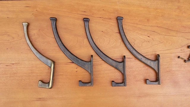 4 Vintage Large Mission Coat Hat Utility  Hall Tree Hooks 2