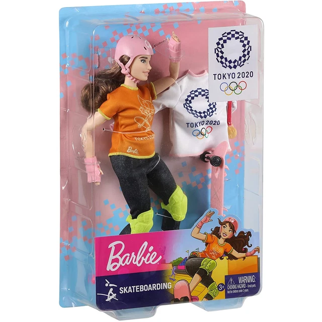BARBIE TOKYO OLYMPICS 2020 Skateboarding Sports Doll Playset New Kids £