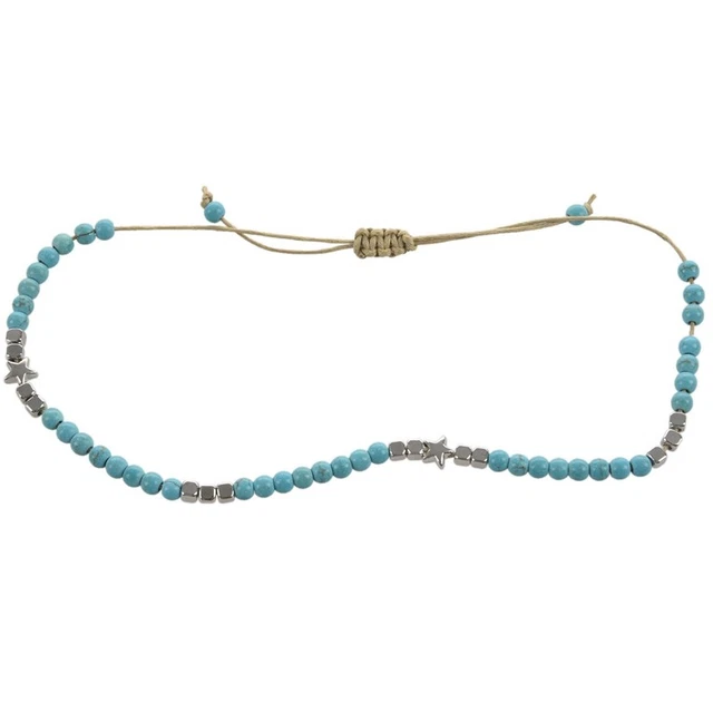Cadena de pie de perlas bohemias vintage tejida cuerda enganchado Armba E6K2
