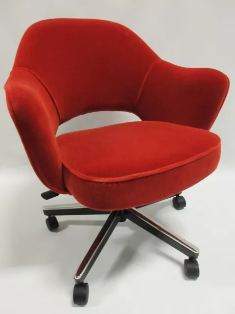Genuine Knoll Saarinen Executive Arm Chair w/ Swivel Base in Red Velour