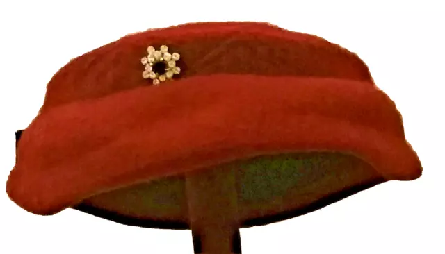 Cappello vintage bordeaux cappellino pillbox fascinator anni'40-'50 feltro