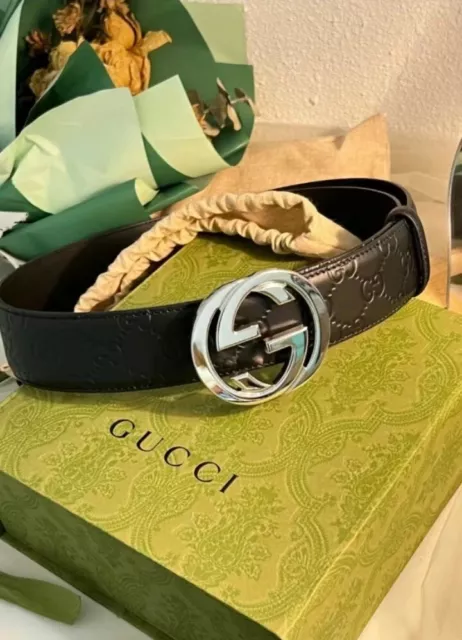 GUCCI BELT FOR MEN 40mm LARGE 100% AUTHENTIC BLACK LEATHER MARMONT SUPREME