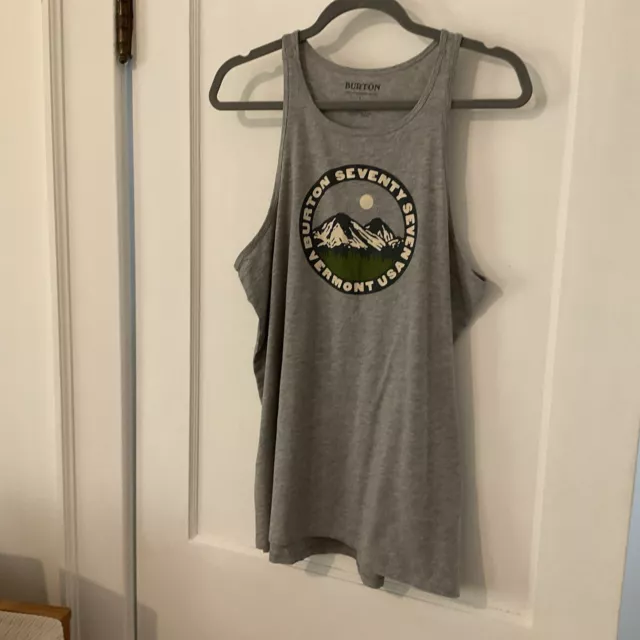 Burton Womens Tank Top Gray Print Seventy Seven Vermont Mountains Size L