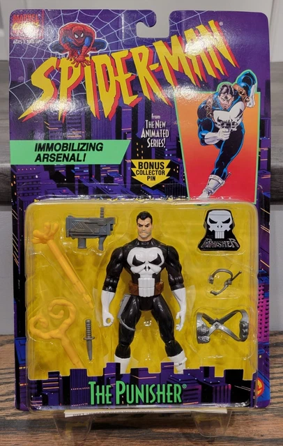 MARVEL SPIDER-MAN SERIES THE PUNISHER IMMOBILIZING ARSENAL TOYBIZ 1995 FIGURE