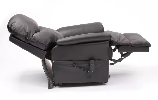 Lars Dual Motor Buffalo Leather Electric Riser Recliner Arm Chair - Black 3