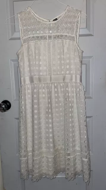 Worthington | London Style Eyelet Midi Fit + Flare Dress, White Size 8 White