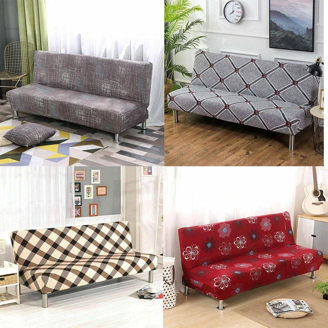 Futon Covers Armless Stretch Sofa Slipcovers Full Folding Elastic Bed Protector