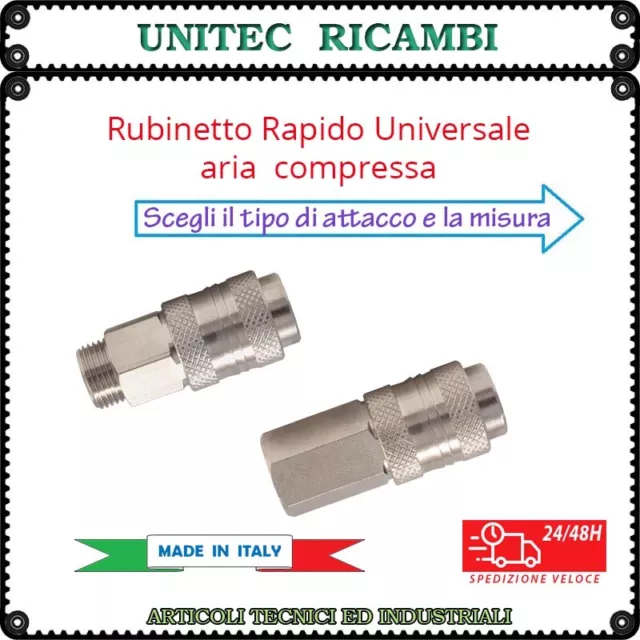 Rubinetto rapido universale aria compressa maschio femmina 1/8" 1/4" 3/8" 1/2"